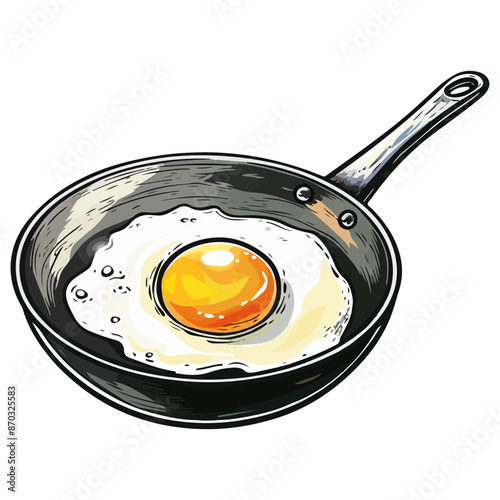 egg frying in a fry pan illustration