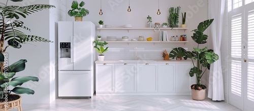 Fridge placed near kitchen ...