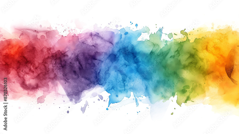Fototapeta premium A rainbow of colors splattered across a white background
