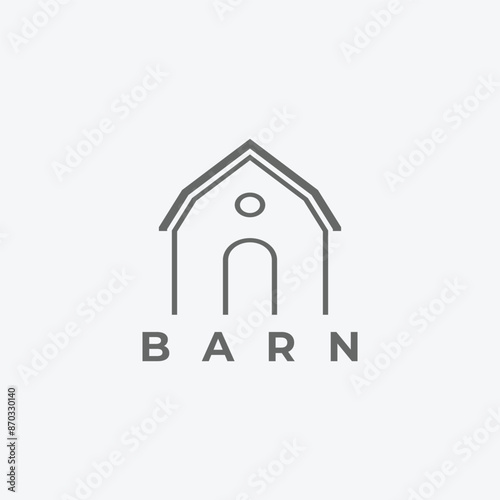 farm or barn house line art logo vector symbol design illustration