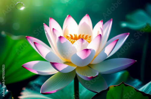 water lily, lily, lotus with dew drops,water,rain