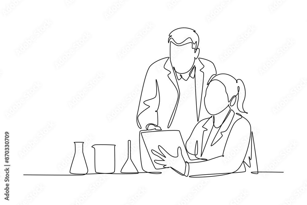 Scientist concept. Single line draw design vector graphic illustration. Scientist concept. Single line draw design vector graphic illustration.