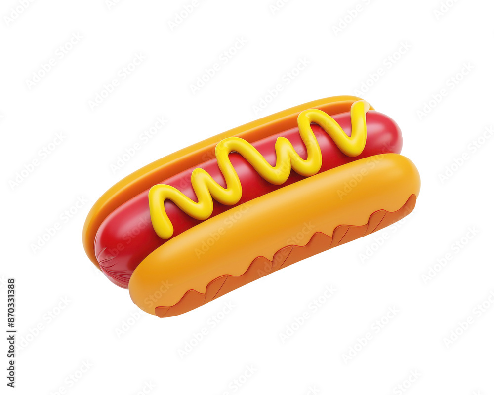 Close-up of a delicious hot dog with mustard and ketchup. Tasty and colorful fast food concept, isolated on a white background. Close-up of a delicious hot dog with mustard and ketchup. Tasty and colorful fast food concept, isolated on a white background.