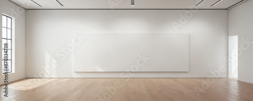 Wallpaper Mural Empty gallery space with large white wall and wood floor Torontodigital.ca
