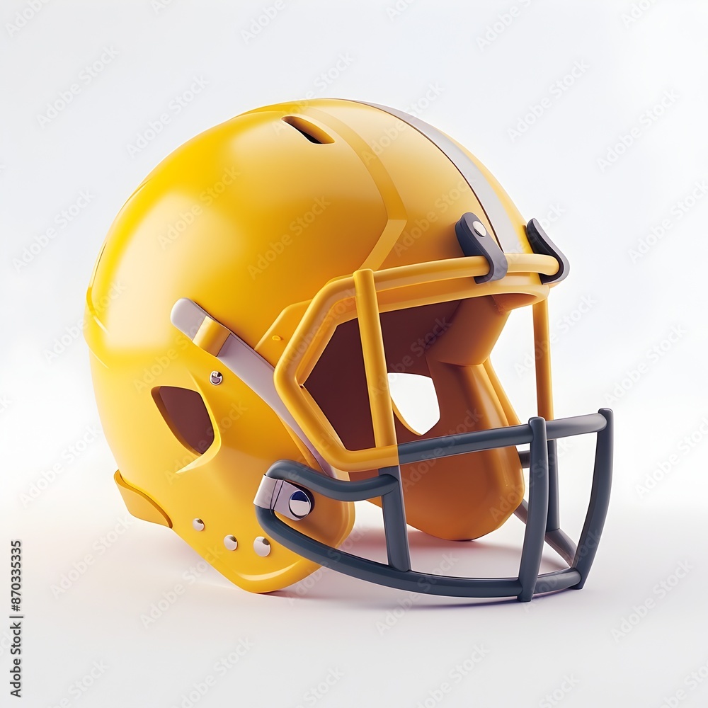 Fototapeta premium Minimalist 3D Football Helmet Icon Floating on White Background