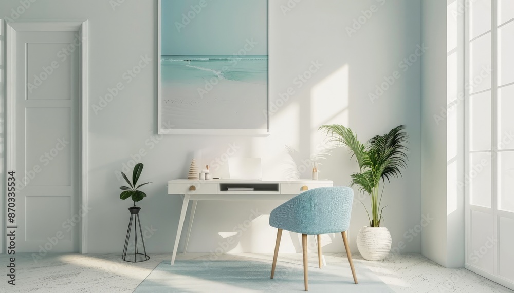 Minimalist Home Office with Beachy Accents Minimalist Home Office with Beachy Accents