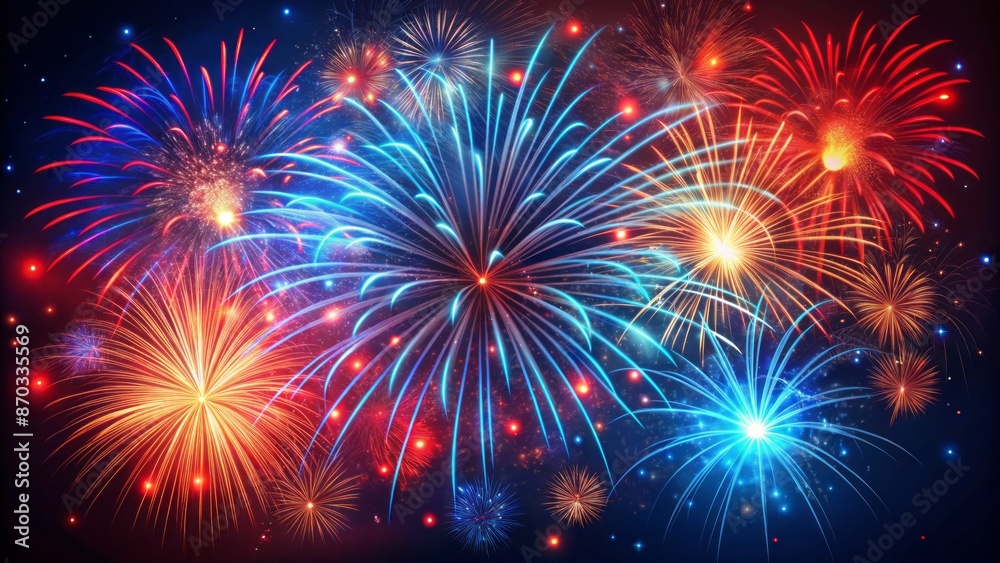 Fototapeta premium Igniting The Night Sky: A Spectacular Display Of Fireworks In Vivid Hues