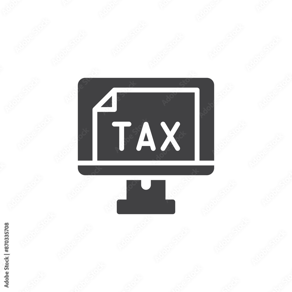 Computer screen with a tax form vector icon Computer screen with a tax form vector icon