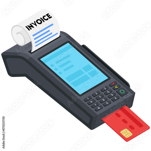 Isometric Credit Card Payment Machine