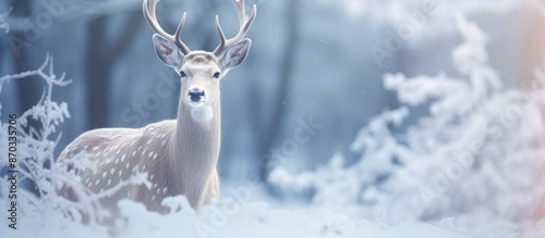Close-up of a white deer in...
