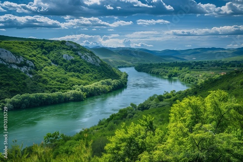 The beauty of nature. The combination of river, trees and hills together. It is one of the most beautiful scene one can see in the nature.