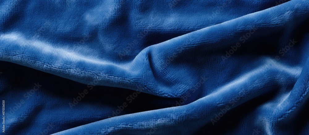 Close-up shot of the texture of blue terry fabric with copy space image.