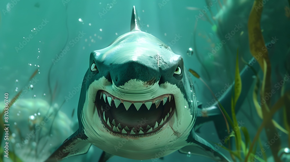 Naklejka premium angry shark cartoon.