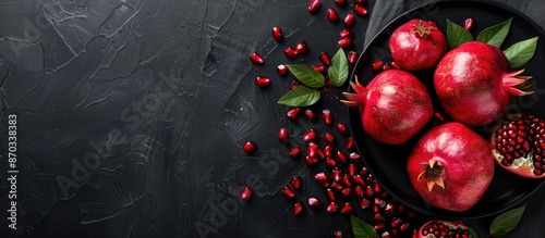 Table with ripe pomegranate...