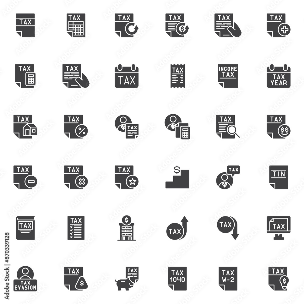 Tax vector icons set Tax vector icons set