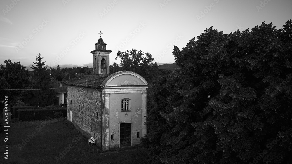 Vista aerea di Tassarolo scattata con un drone.