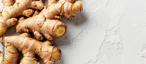 Top view of a fresh ginger ...