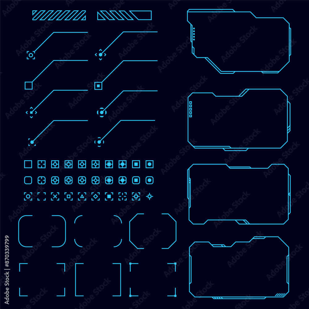 Futuristic frame HUD technology cyberpunk design element. Technology Hi-tech element.