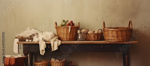 Homey scene with a basket o...