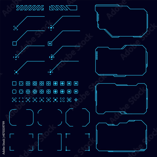 Futuristic frame HUD technology cyberpunk design element. Technology Hi-tech element.