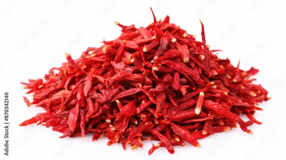Naklejka premium Red chili flakes for adding color and heat to Italian and Asian seafood dishes.