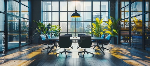Well-lit meeting room in co...