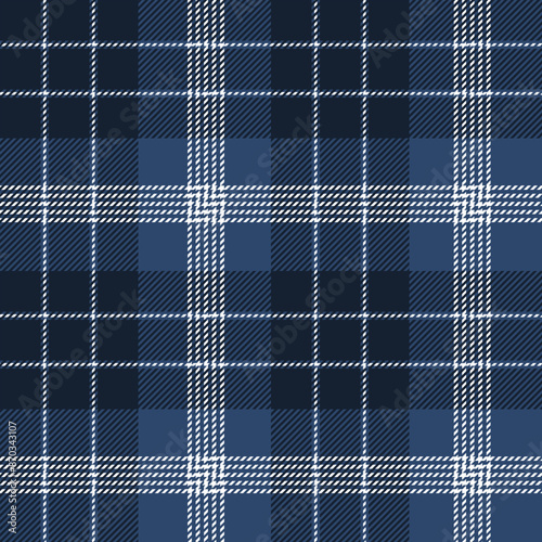 plaid tartan seamless repeat pattern. This is a navy blue , white checkered plaid vector illustration. Design for decorative,wallpaper,shirts,clothing,tablecloths,wrapping,textile,fabric,texture