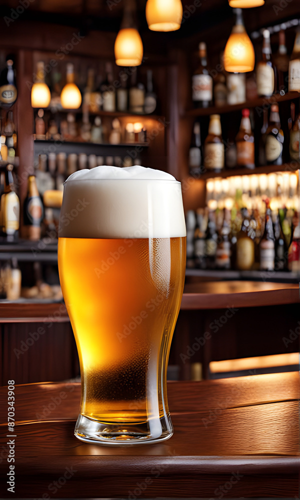 Beer at the bar. Bokeh