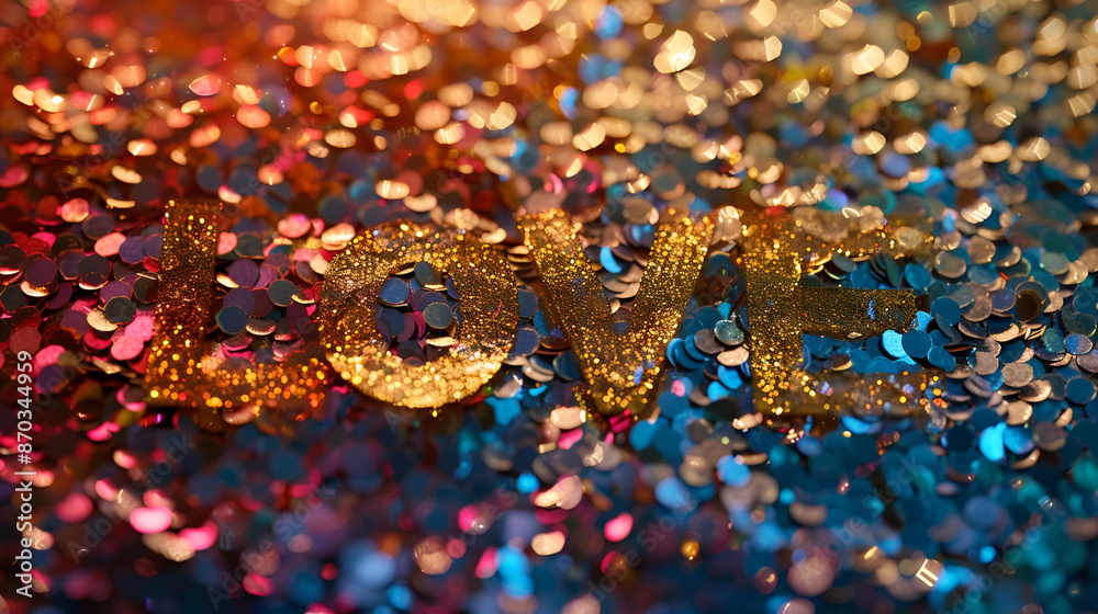 Romantic love concept postcard with golden text love on magical bokeh sparkles background ,red love text illustration on a glitter background, Love word write on red background Romantic love concept postcard with golden text love on magical bokeh sparkles background ,red love text illustration on a glitter background, Love word write on red background