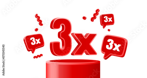 3x winner banner, promotion flyer, prize label. Vector illustration