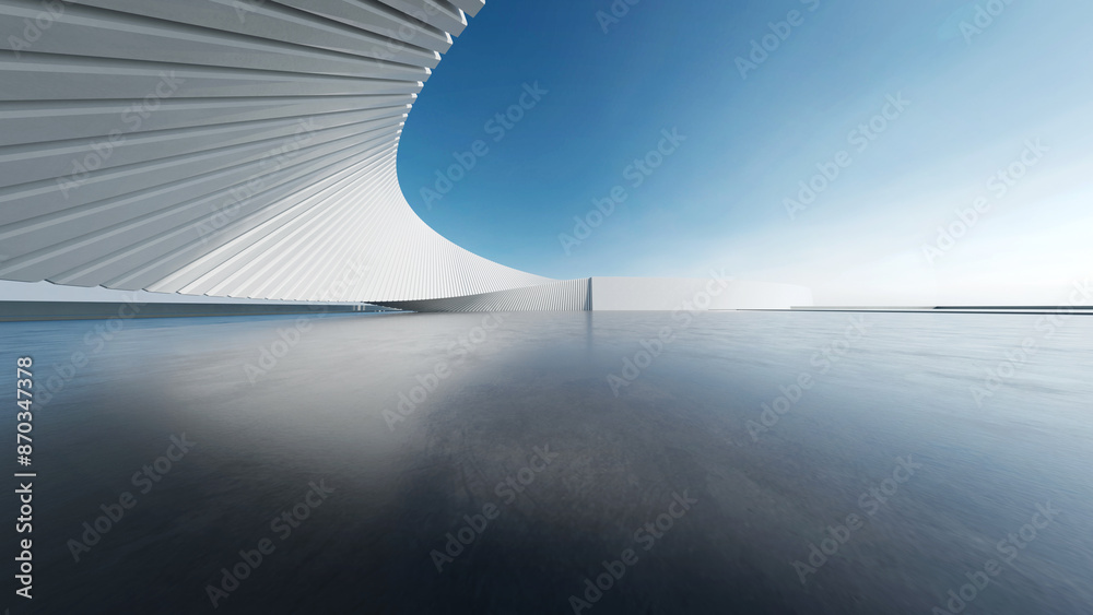 3d render of abstract structure futuristic architecture with empty concrete floor 3d render of abstract structure futuristic architecture with empty concrete floor