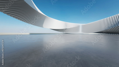 Fototapeta Naklejka Na Ścianę i Meble -  3d render of abstract structure futuristic architecture with empty concrete floor