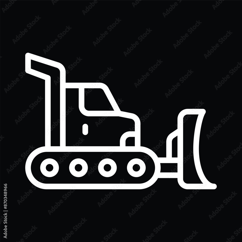 Naklejka premium Bulldozer Line Art Icon