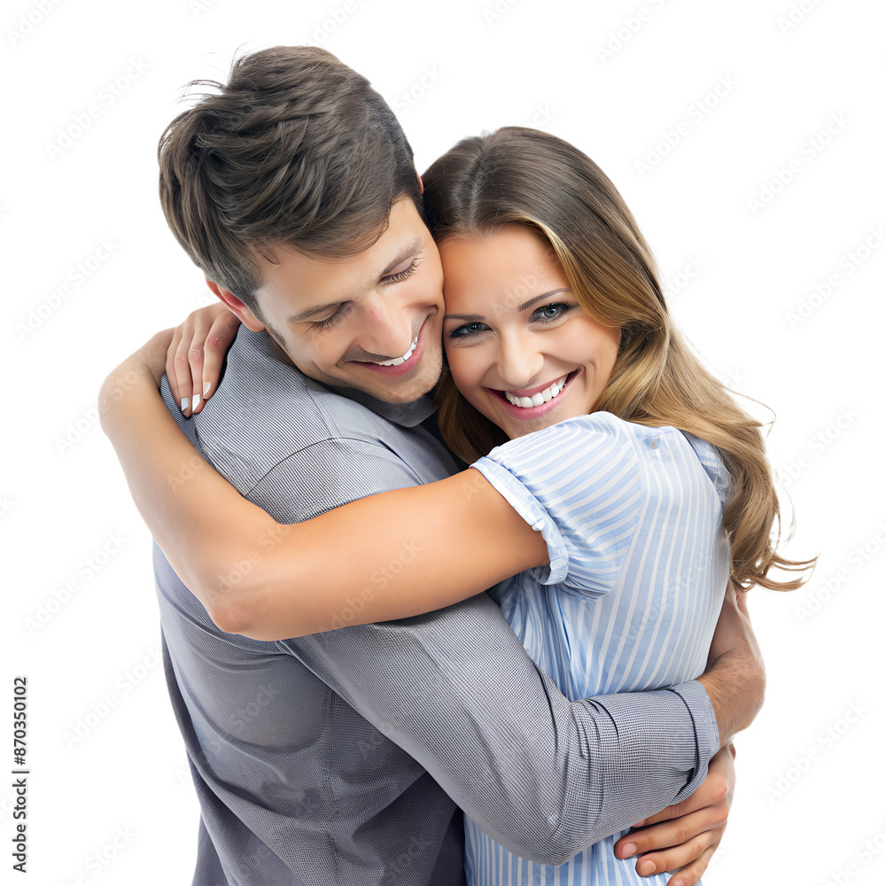 Smiling couple embracing each other with love and joy, expressing affection and happiness in a close, warm hug. Smiling couple embracing each other with love and joy, expressing affection and happiness in a close, warm hug.