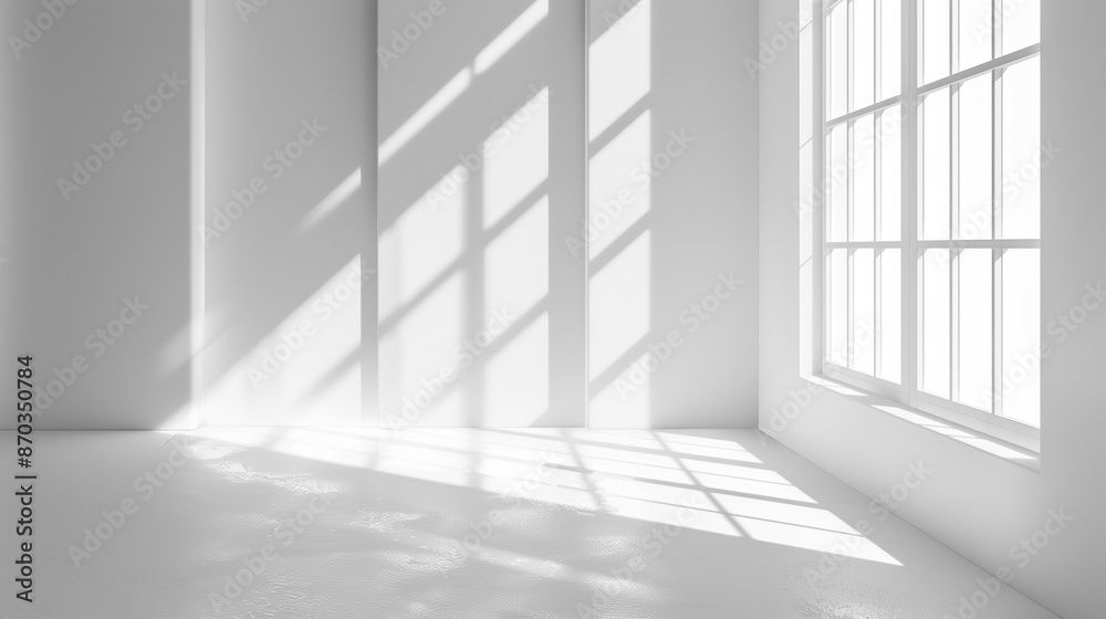 White background with abstract light from the window for product presentation White background with abstract light from the window for product presentation