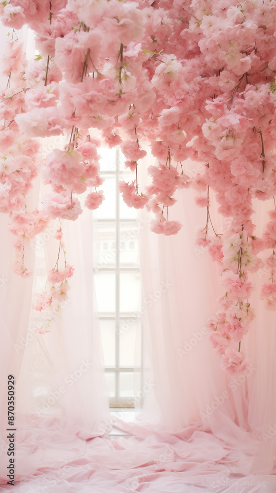 Decoration with pink flowers. Decoration with pink flowers.