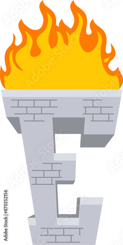Torch Letter Alphabet Vector Element