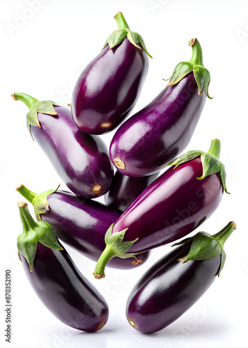 Eggplants on isolate white background, clipping path, Selective focus