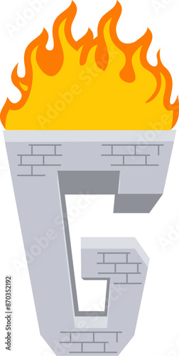 Torch Letter Alphabet Vector Element