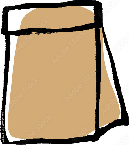 筆タッチのコーヒー豆袋のイラスト