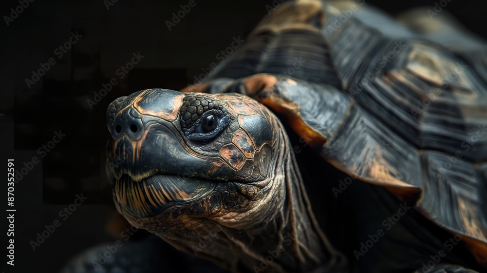 Close-up of a Tortoise on a Black Background Close-up of a Tortoise on a Black Background
