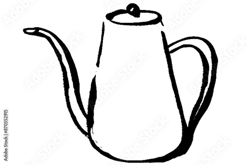 筆タッチのコーヒーポットのイラスト