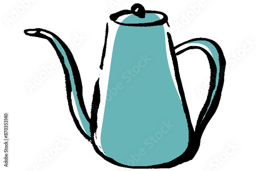 筆タッチのコーヒーポットのイラスト