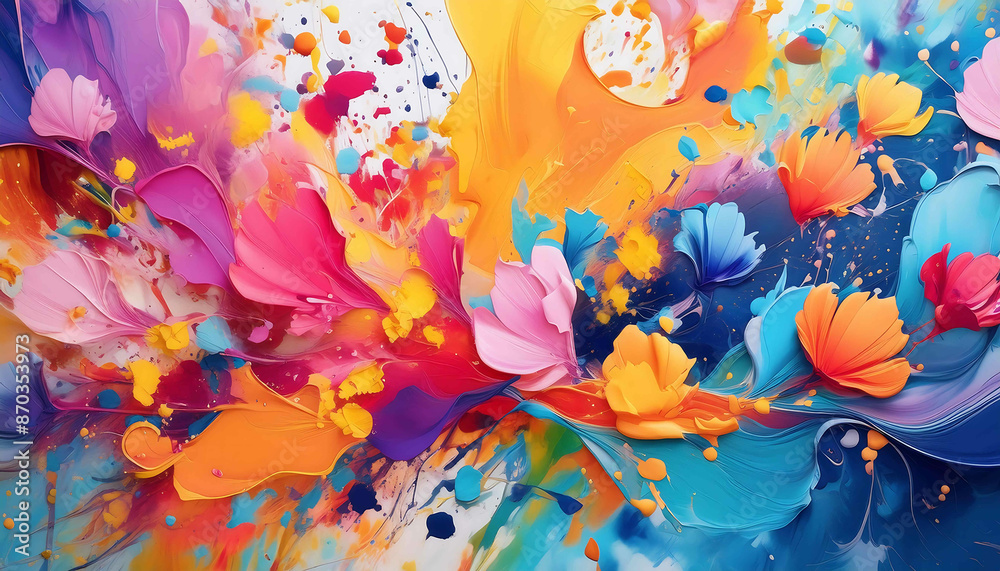 A colorful illustration with butterflies and flowers against a blue background evokes a feeling of summer or a vibrant underwater coral reef A colorful illustration with butterflies and flowers against a blue background evokes a feeling of summer or a vibrant underwater coral reef