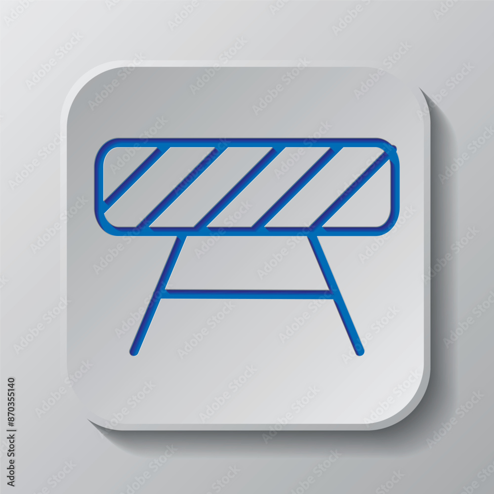 Barrier simple icon. Flat design. Paper cut design. Cutted blue symbol with shadow. Gray badge button, gray background Barrier simple icon. Flat design. Paper cut design. Cutted blue symbol with shadow. Gray badge button, gray background