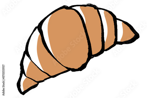 筆タッチのクロワッサンのイラスト