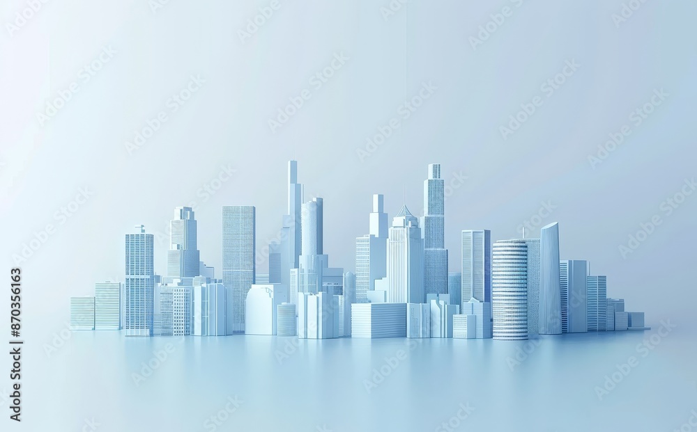 A digital city model rendered in 3D with a white background. A digital city model rendered in 3D with a white background.
