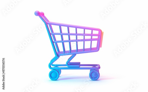 A 3D rendering of a shopping cart with a dark neon light effect.