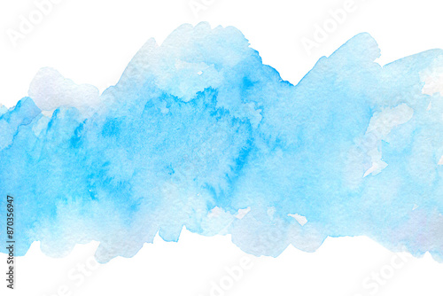 Obraz na płótnie Watercolor blue paint splash smear blot, abstraction. Strokes paint splash. background. Blue sea, Hill, fog mountain w salonie