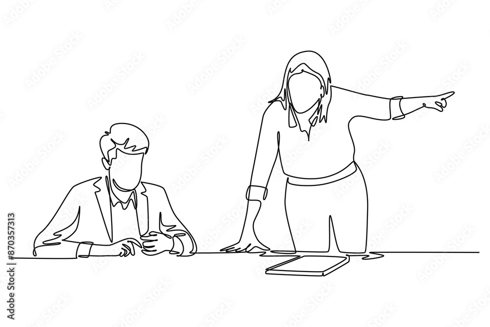 Work place concept. Single line draw design vector graphic illustration. Work place concept. Single line draw design vector graphic illustration.